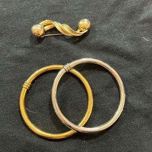 2 bangle bracelets and pin